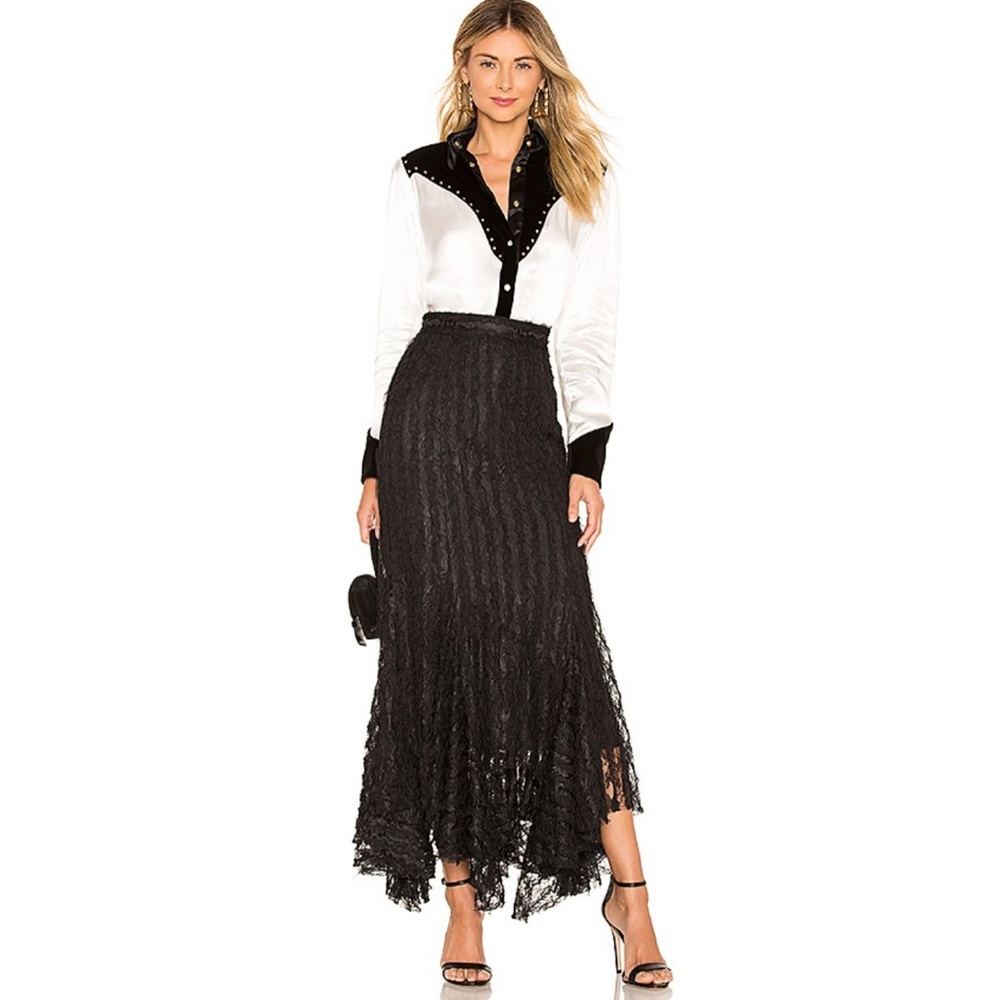Divine Heritage Lace Midi Skirt in Onyx - Picture 1 of 16